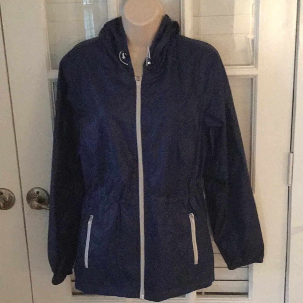 Navy blue rain coat wind breaker light weight